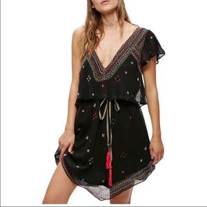 Free People Assymetric Embroidered Dress EUC S